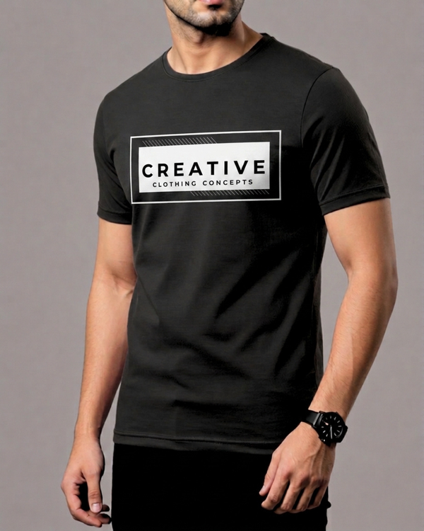 Black Printed T-Shirt/Tee for Men – Cotton Jersey Fabric (Code 5615)