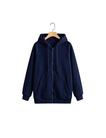 Navy Blue Zipper Hoodie (Code 4005)