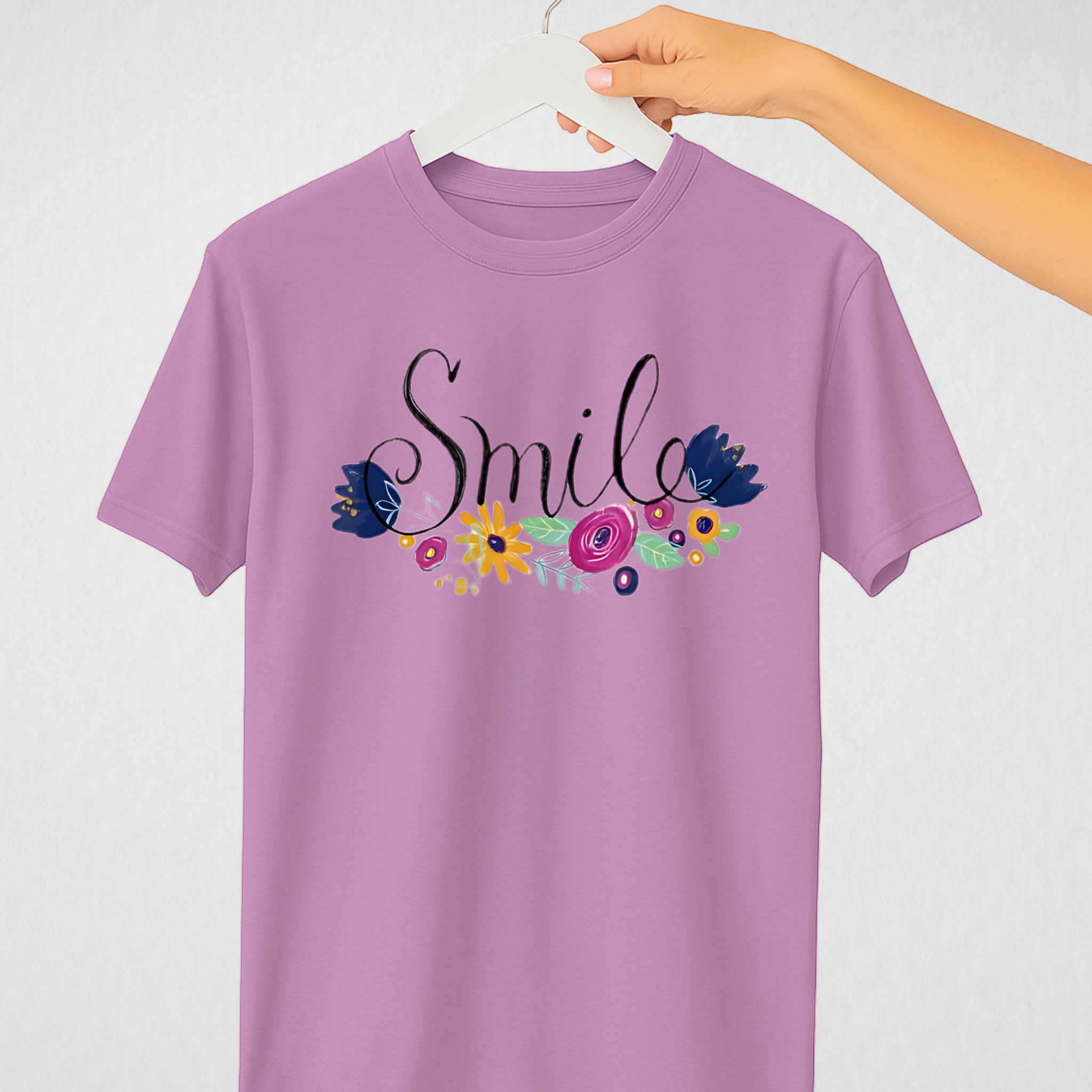 Lilac Women’s Printed Tee – Jersey Fabric, Classic Fit, Everyday Comfort (3700)