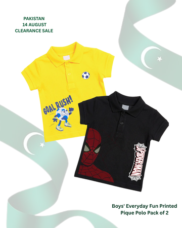 Boys' Everyday Fun Printed Pique Polo Pack of 2 (Code 4922)