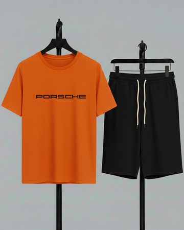 Orange T-Shirt Printed Black Shorts– Comfortable Wear (Code 4752)