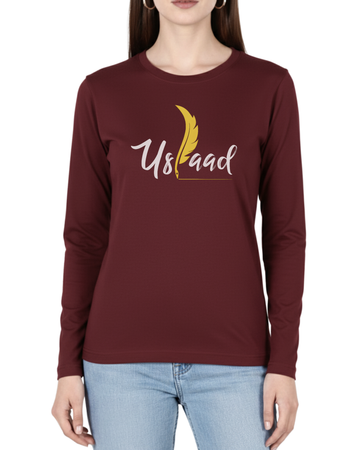Maroon Printed Full Sleeves Tee – Jersey Fabric, Classic Fit, Everyday Comfort (Code 4344)
