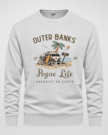 White Men's Printed Sweatshirt – Warm and Stylish Fleece (Code 4400)