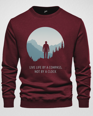 Maroon Men's Printed Sweatshirt – Warm and Stylish Fleece (Code 3455)