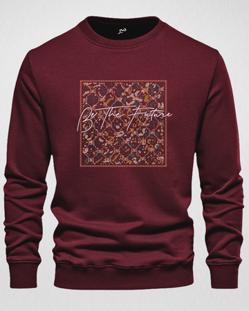 Maroon Men's Printed Sweatshirt – Warm and Stylish Fleece (Code 4171)