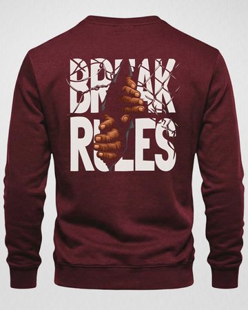 Maroon Break Rules Printed Sweatshirt – Warm and Stylish Fleece (Code 4028)