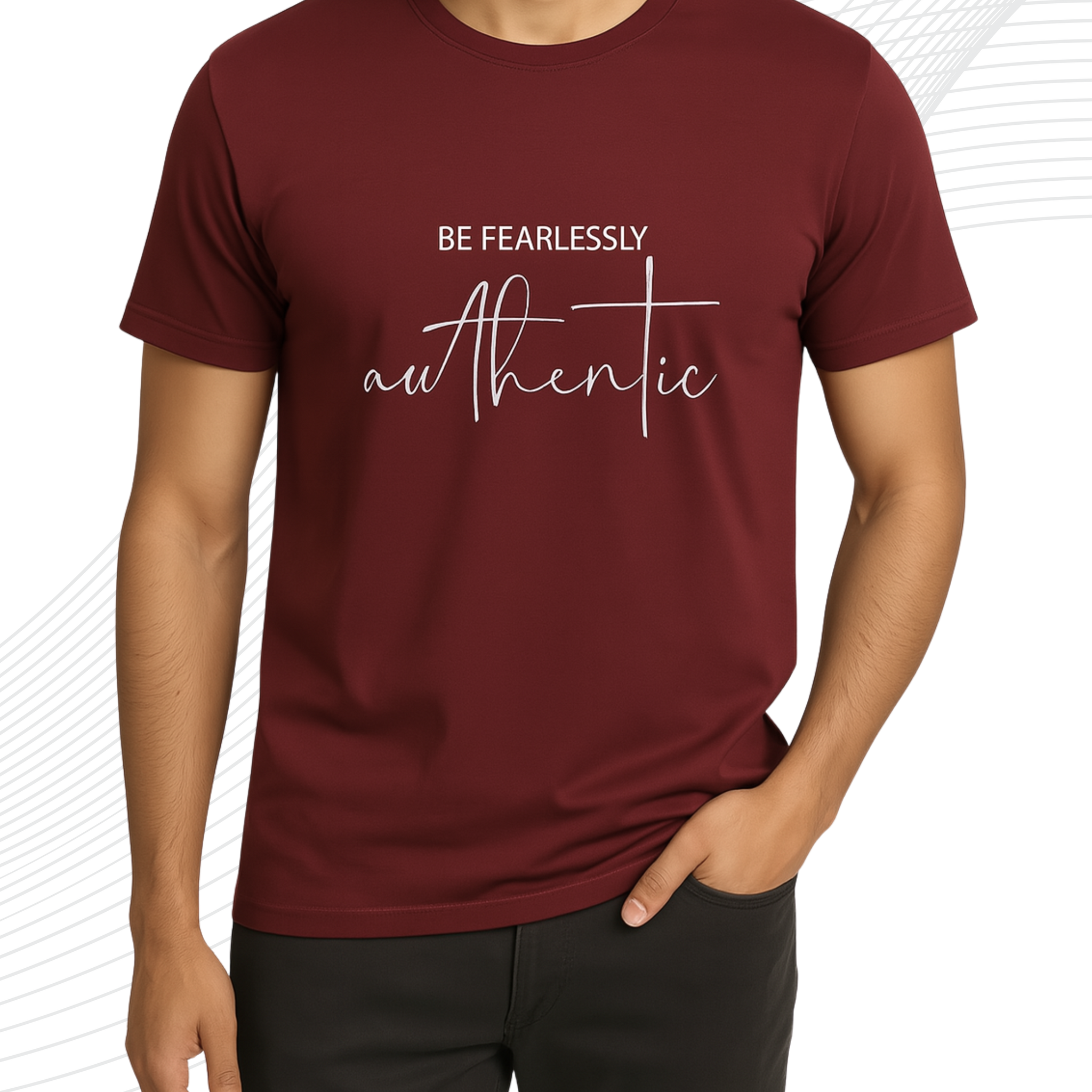 Premium Maroon Printed T-Shirt/Tee for Men – Cotton Jersey Fabric (3418)