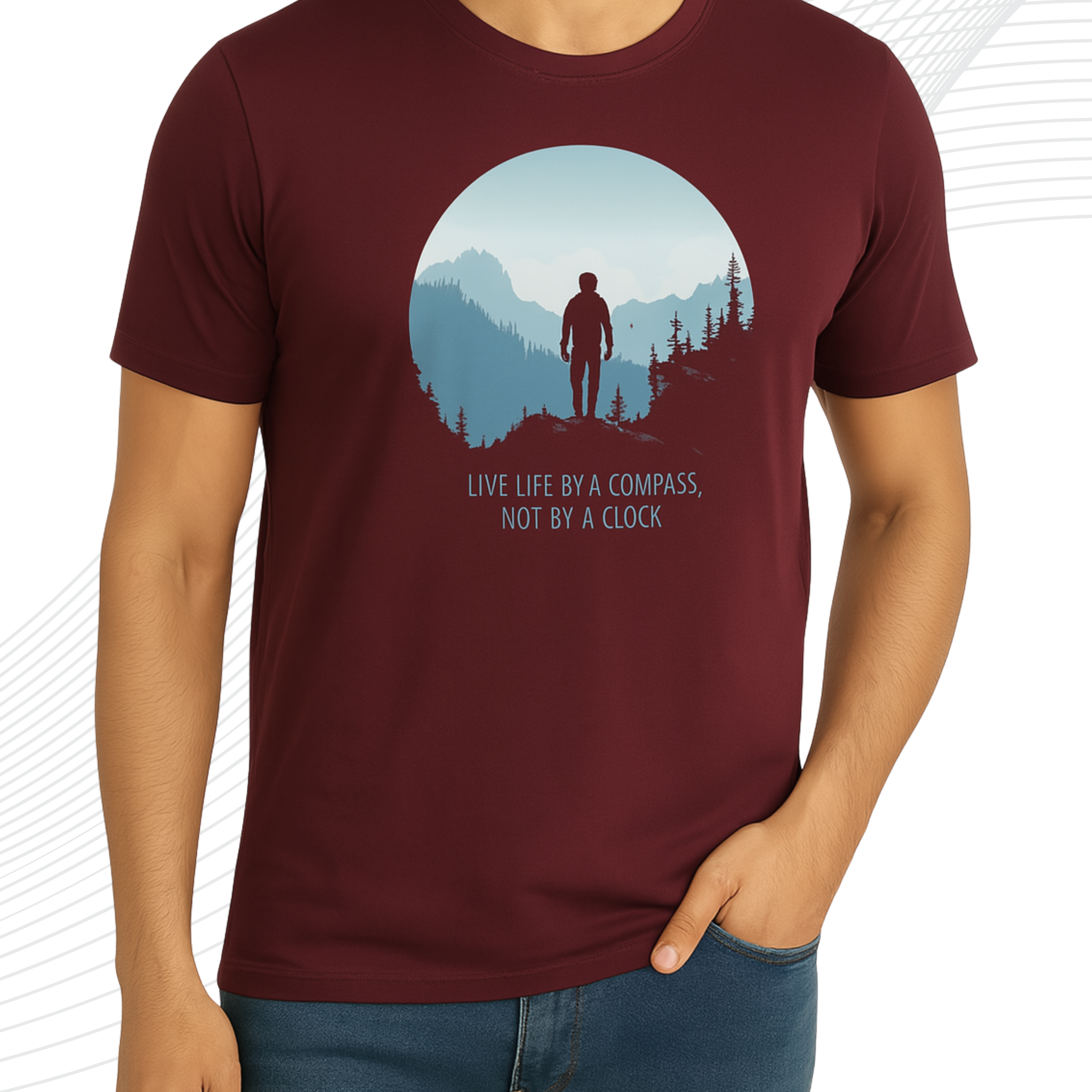 Premium Maroon Printed T-Shirt/Tee for Men – Cotton Jersey Fabric (3419)