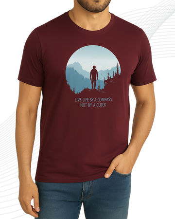 Premium Maroon Printed T-Shirt/Tee for Men – Cotton Jersey Fabric (3419)