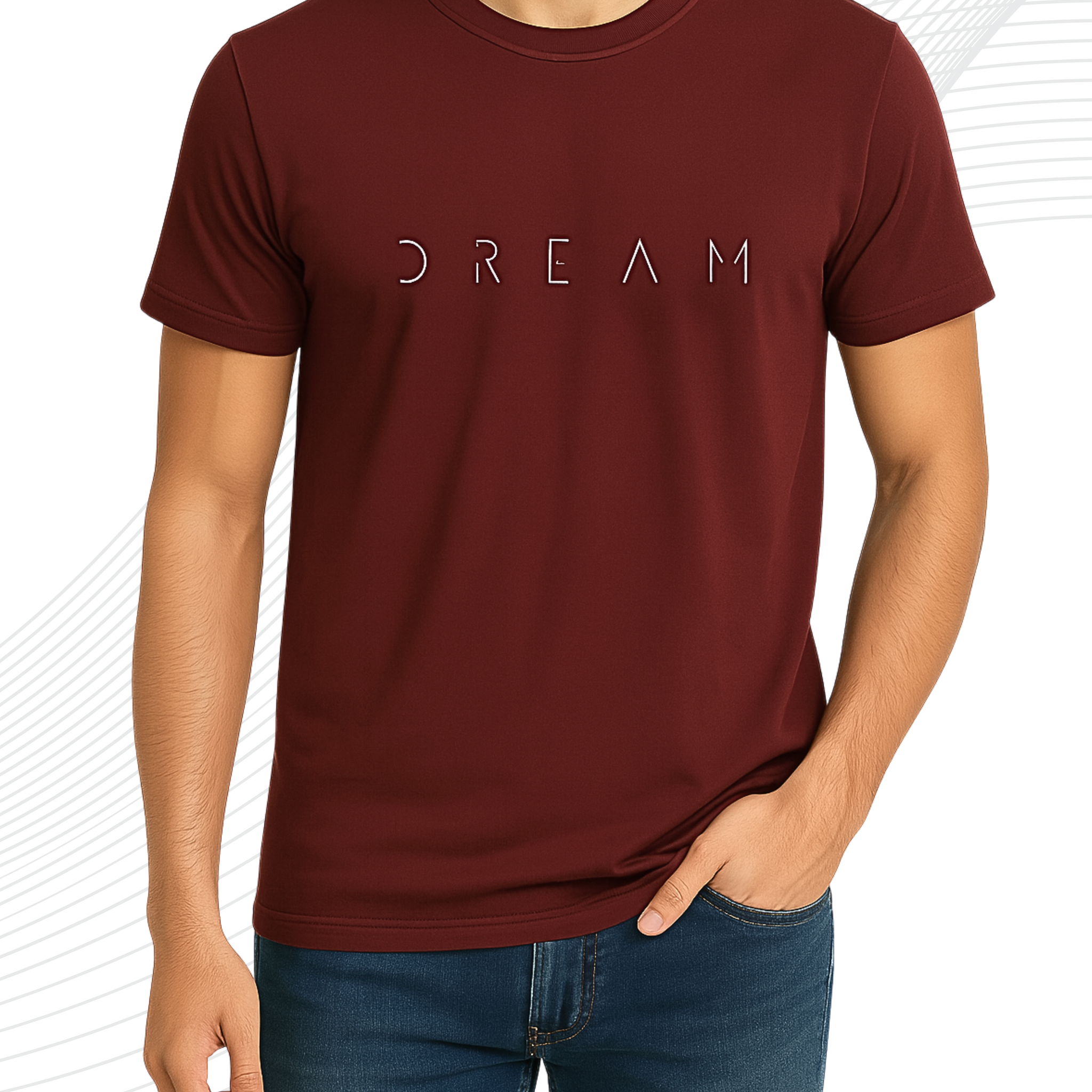 Premium Maroon Printed T-Shirt/Tee for Men – Cotton Jersey Fabric (3420)