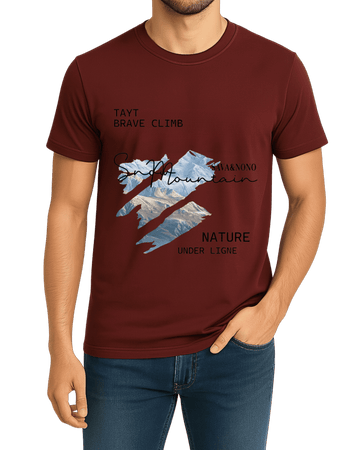 Maroon Nature T-Shirt/Tee for Men – Cotton Jersey Fabric (Code 5246)