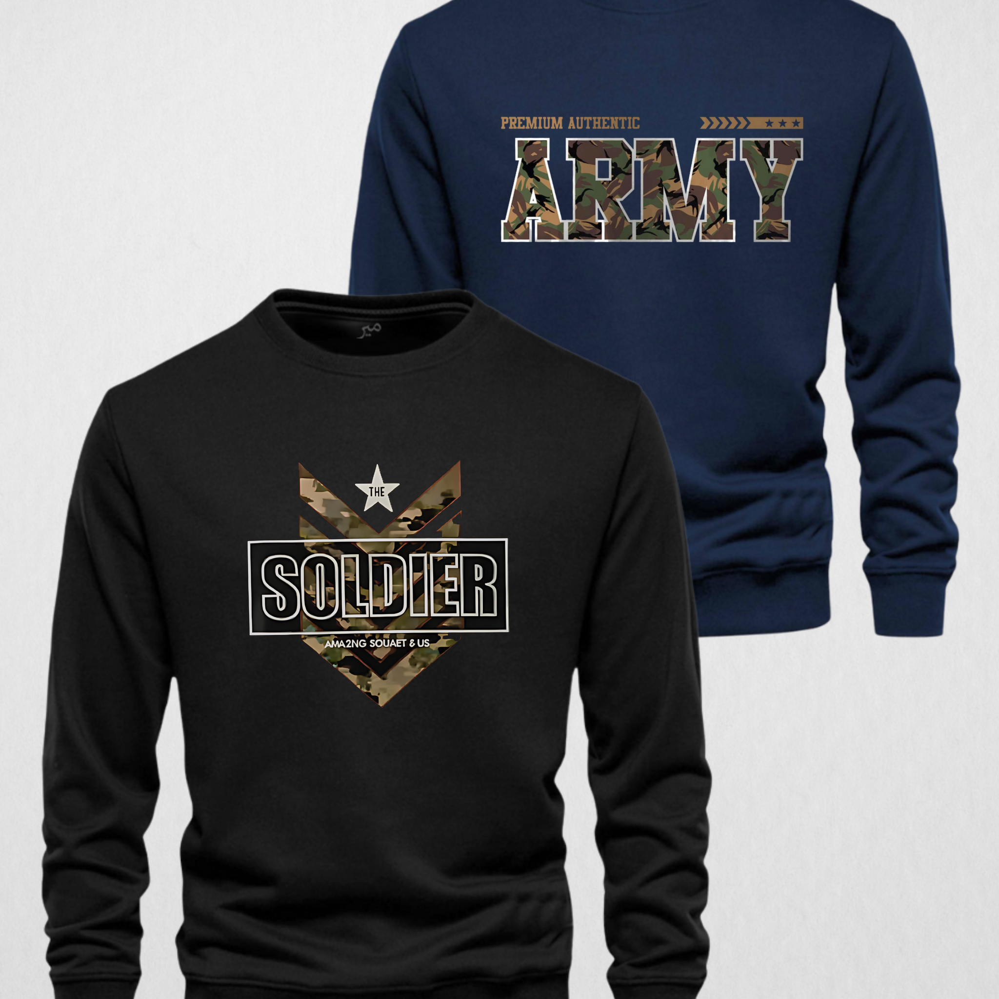 Men’s Printed Sweatshirt Set – 2 Pieces, Warm Fleece (Code 3590)
