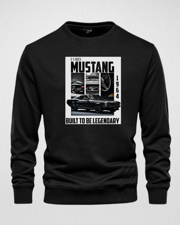 Black Men's Printed Sweatshirt – Warm and Stylish Fleece (3442)