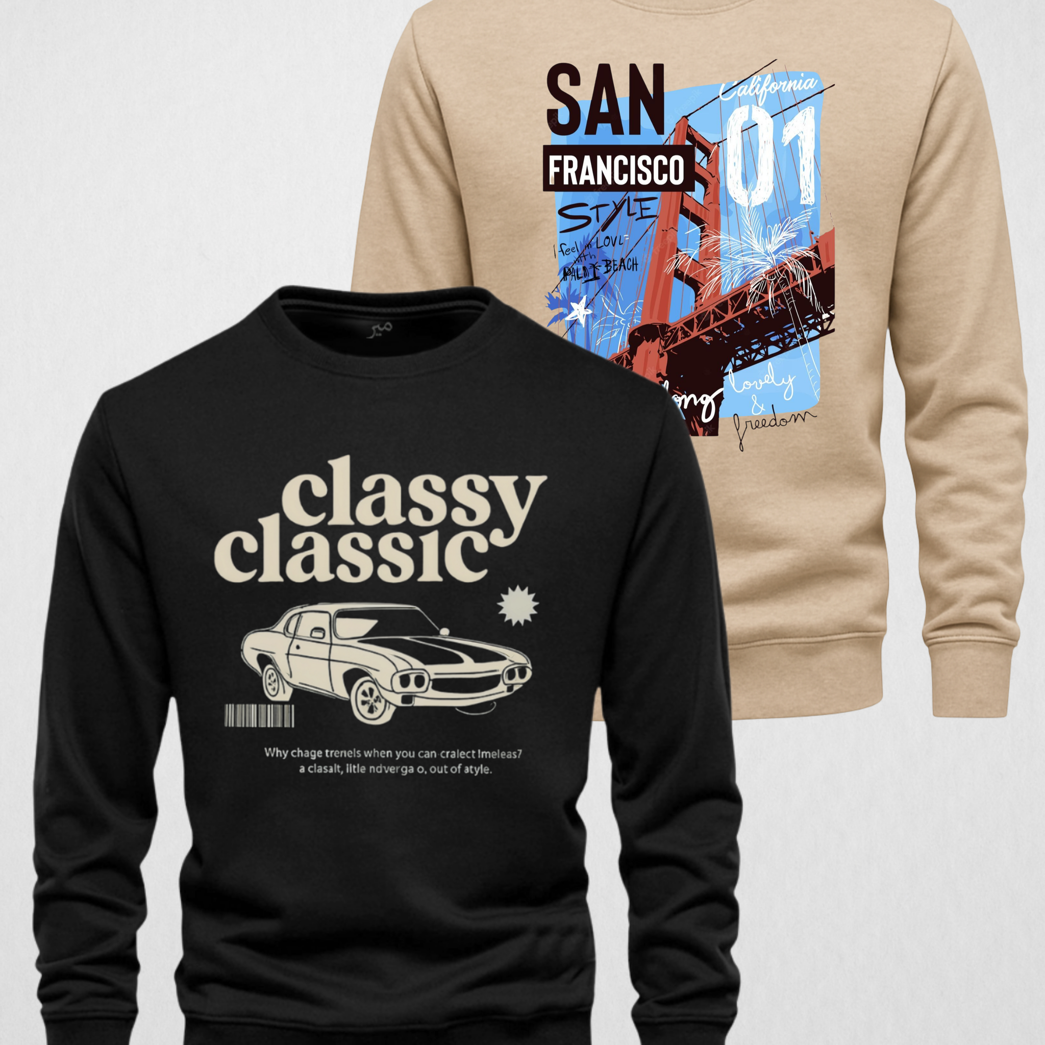 Men’s Printed Sweatshirt Set – 2 Pieces, Warm Fleece (Code 3579)