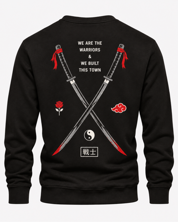 Black Men's Back Printed Sweatshirt – Warm and Stylish Fleece (Code 6052)