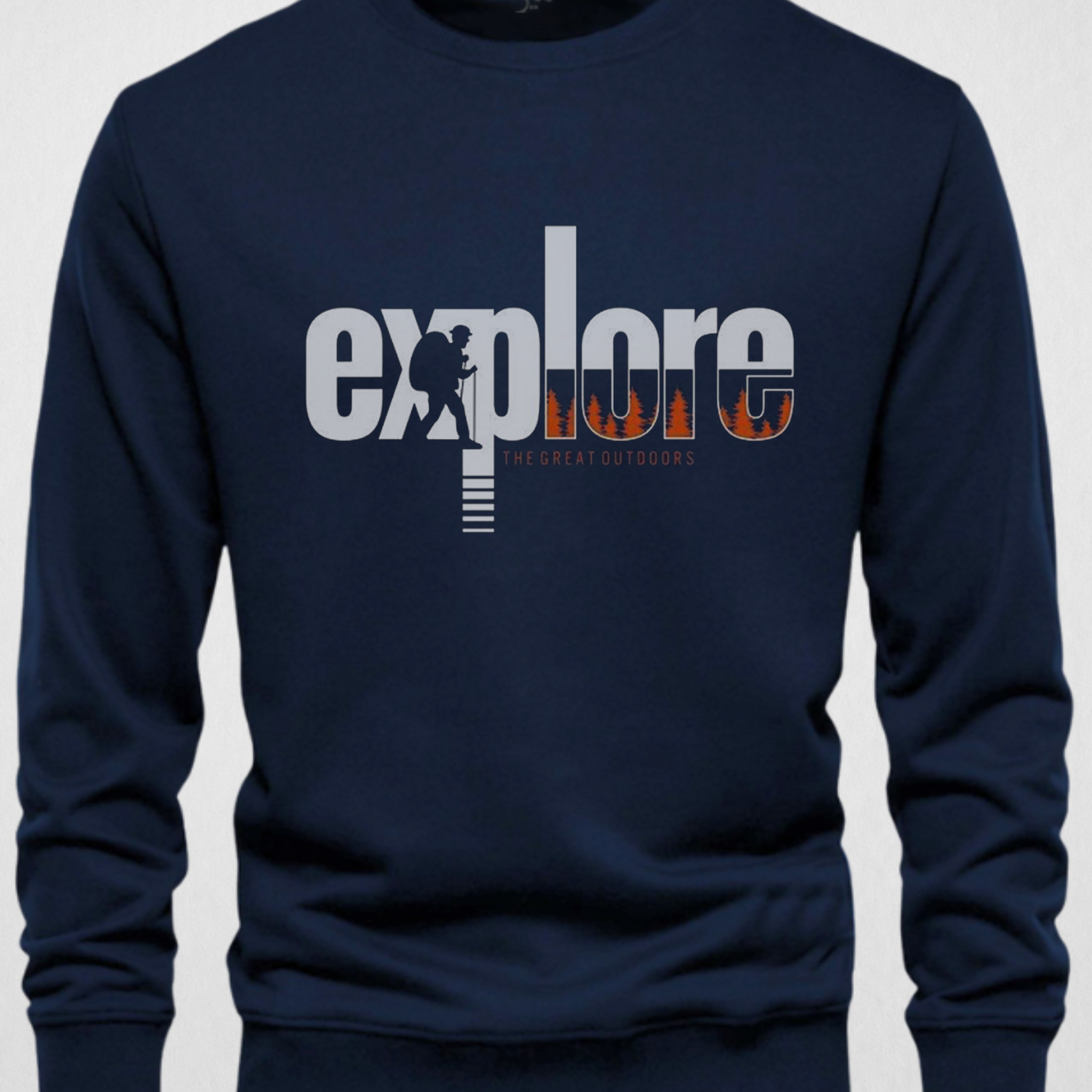 Navy Blue Men's Printed Sweatshirt – Warm and Stylish Fleece (3808)