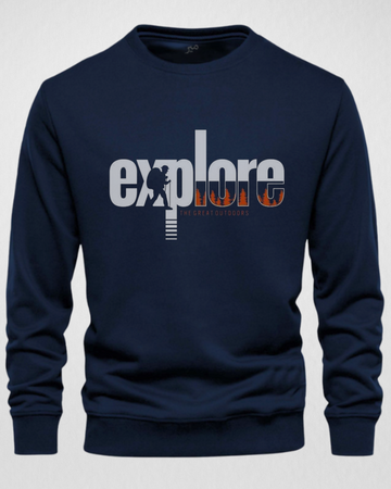 Navy Blue Men's Printed Sweatshirt – Warm and Stylish Fleece (3808)