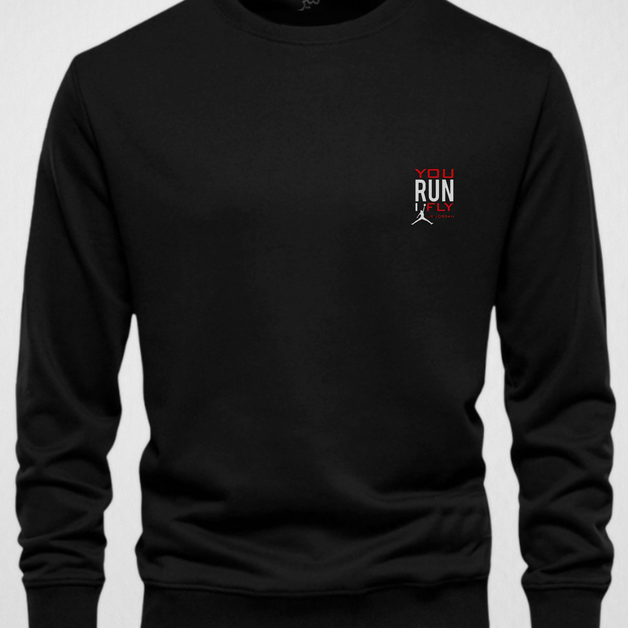 Black Men's Printed Sweatshirt – Warm and Stylish Fleece (3809)