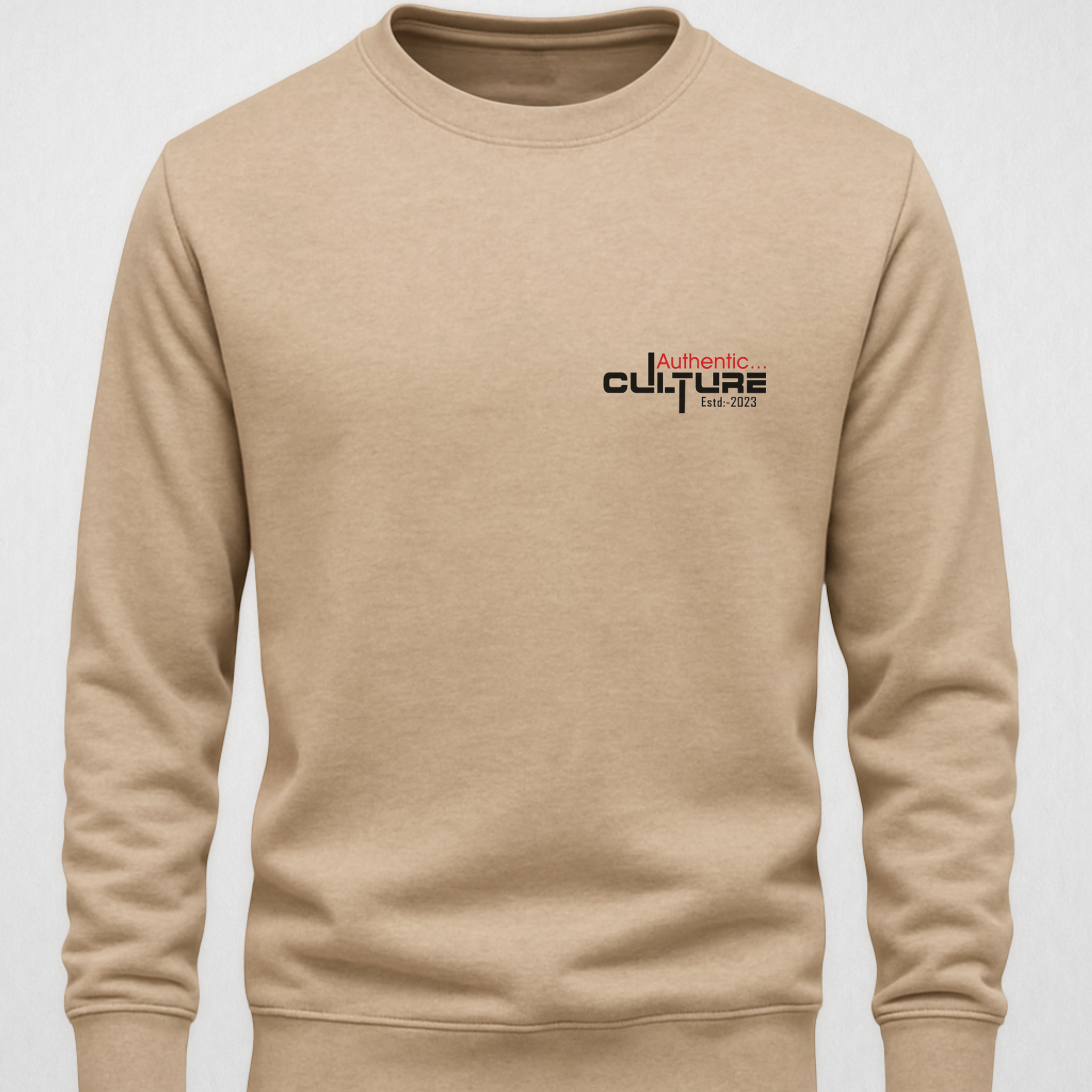 Beige Men's Printed Sweatshirt – Warm and Stylish Fleece (3810)
