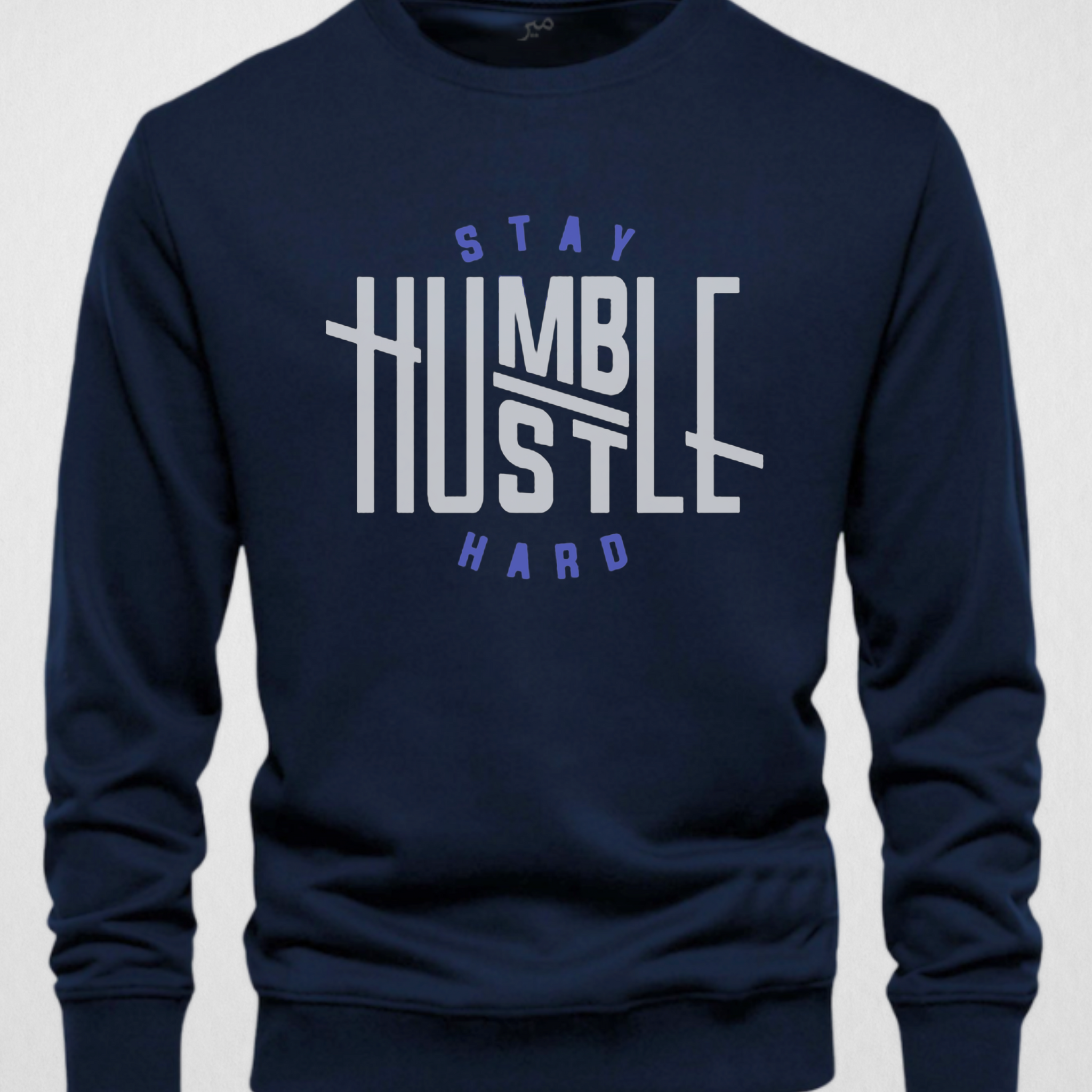 Navy Blue Men's Printed Sweatshirt – Warm and Stylish Fleece (3811)