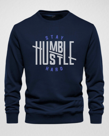 Navy Blue Men's Printed Sweatshirt – Warm and Stylish Fleece (3811)