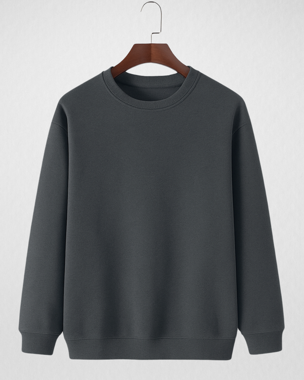 Charcoal Grey Classic Sweatshirt – Soft Cotton Fleece (Code 3598)
