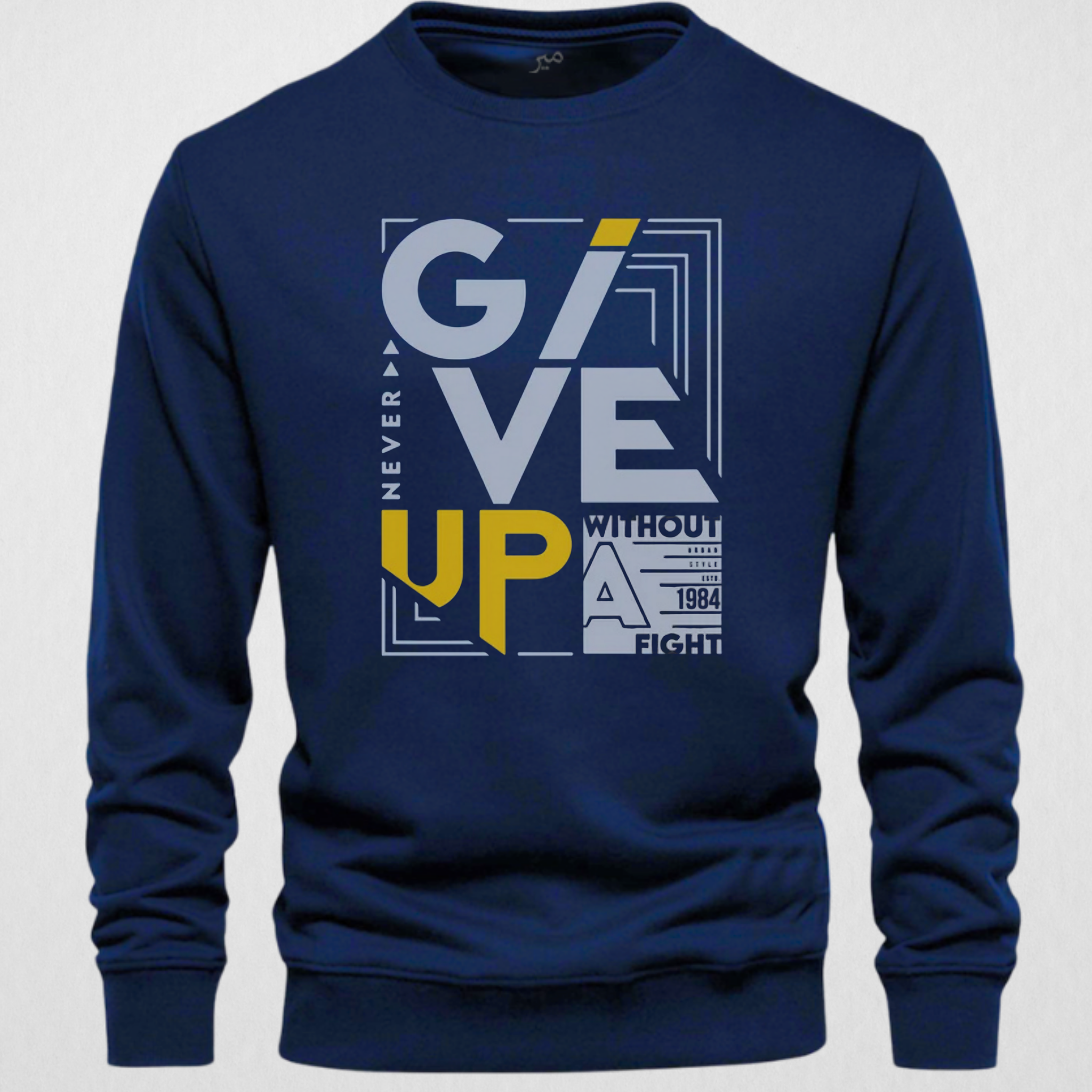 Navy Men's Printed Sweatshirt – Warm and Stylish Fleece (3052)