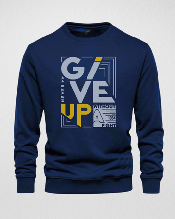 Navy Men's Printed Sweatshirt – Warm and Stylish Fleece (3052)