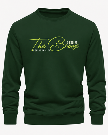 Bottle Green Men's Printed Sweatshirt – Warm and Stylish Fleece (Code 5989)