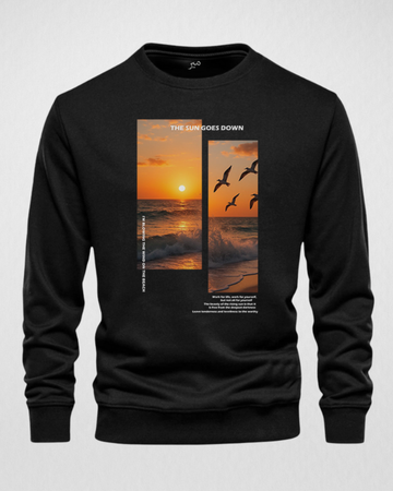 Black Men's Printed Sweatshirt – Warm and Stylish Fleece (3495)
