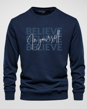 Navy Blue Men's Printed Sweatshirt – Warm and Stylish Fleece (3463)