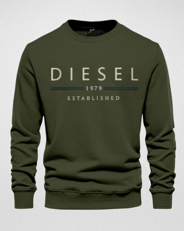 Olive Men's Printed Sweatshirt – Warm and Stylish Fleece (3464)