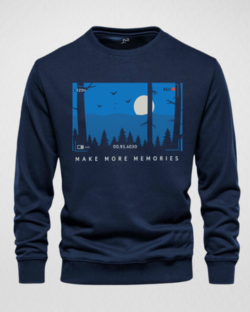 Navy Blue Men's Printed Sweatshirt – Warm and Stylish Fleece (3460)