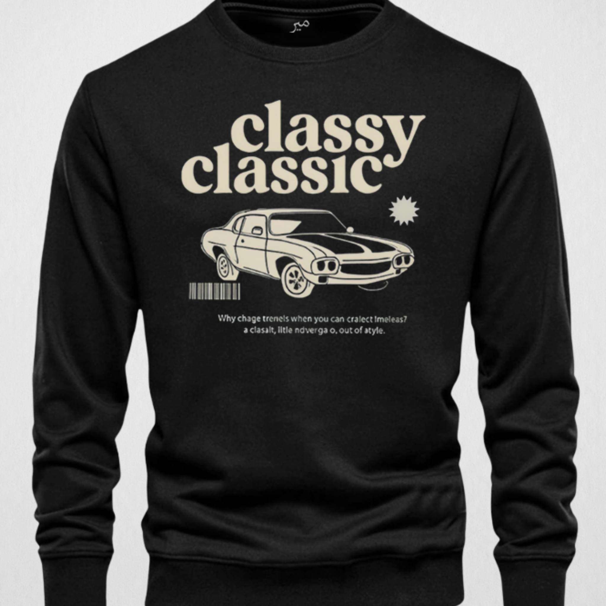 Black Men's Printed Sweatshirt – Warm and Stylish Fleece (3447)