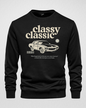 Black Men's Printed Sweatshirt – Warm and Stylish Fleece (3447)