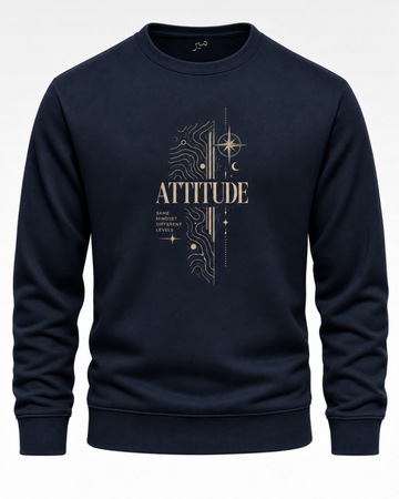 Navy Blue Men's Printed Sweatshirt – Warm and Stylish Fleece (Code 6045)