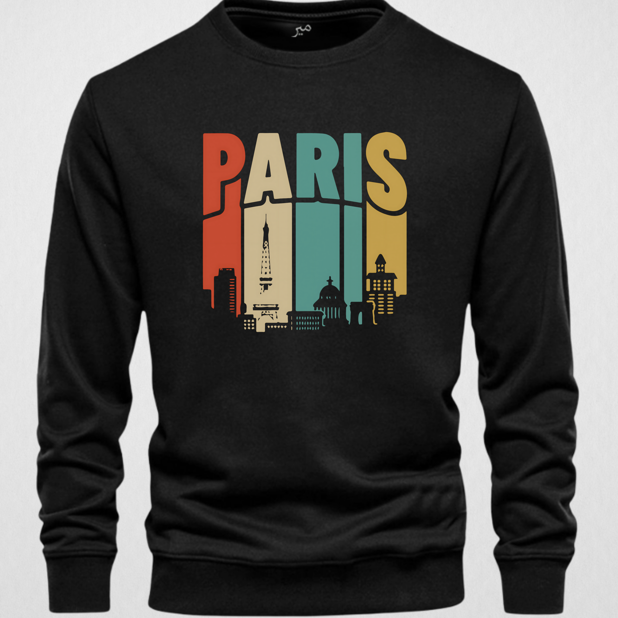 Black Men's Printed Sweatshirt – Warm and Stylish Fleece (3053)