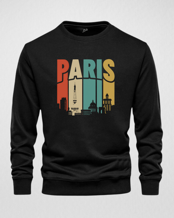 Black Men's Printed Sweatshirt – Warm and Stylish Fleece (3053)