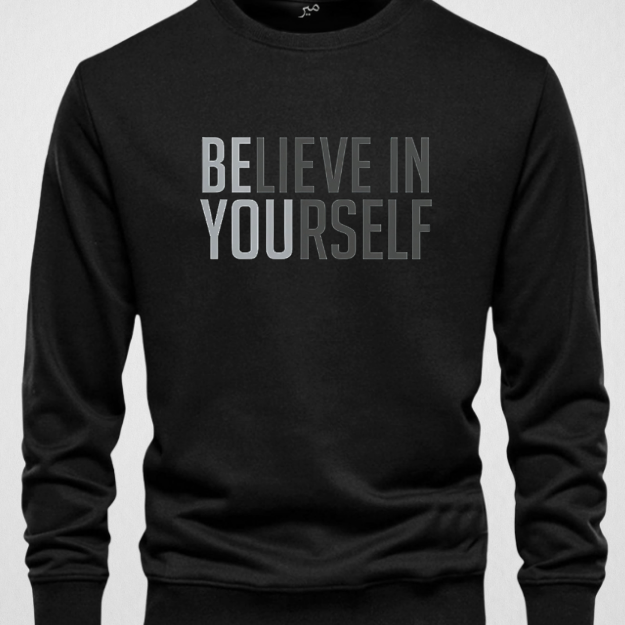 Black Men's Printed Sweatshirt – Warm and Stylish Fleece (3444)