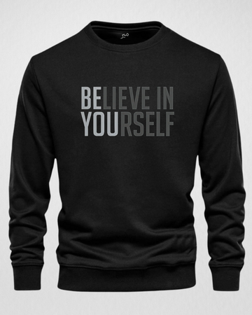 Black Men's Printed Sweatshirt – Warm and Stylish Fleece (3444)