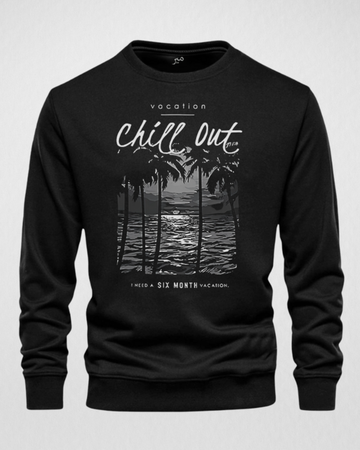 Black Men's Printed Sweatshirt – Warm and Stylish Fleece (3446)