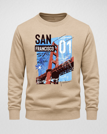 Biege Men's Printed Sweatshirt – Warm and Stylish Fleece (3057)