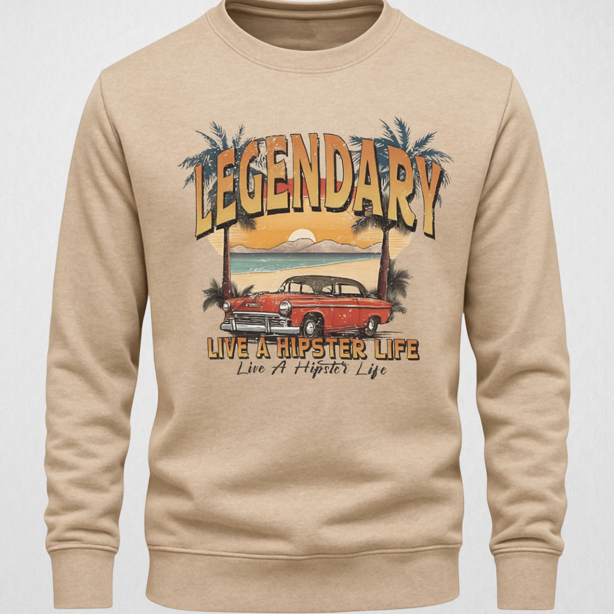 Beige Men's Printed Sweatshirt – Warm and Stylish Fleece (3458)