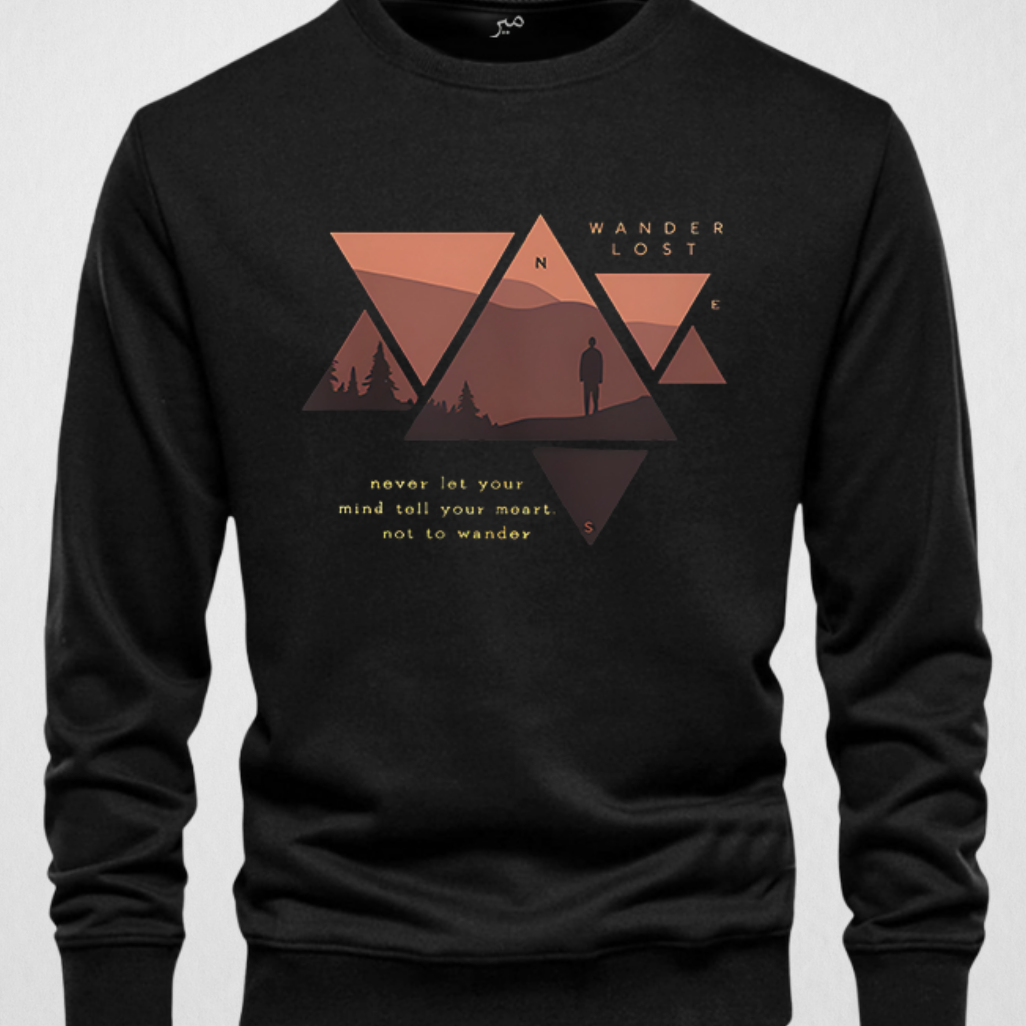 Black Men's Printed Sweatshirt – Warm and Stylish Fleece (3448)