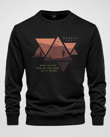 Black Men's Printed Sweatshirt – Warm and Stylish Fleece (3448)