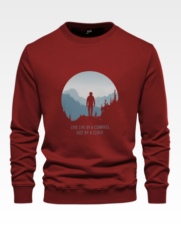 Maroon Men's Printed Sweatshirt – Warm and Stylish Fleece (3455)