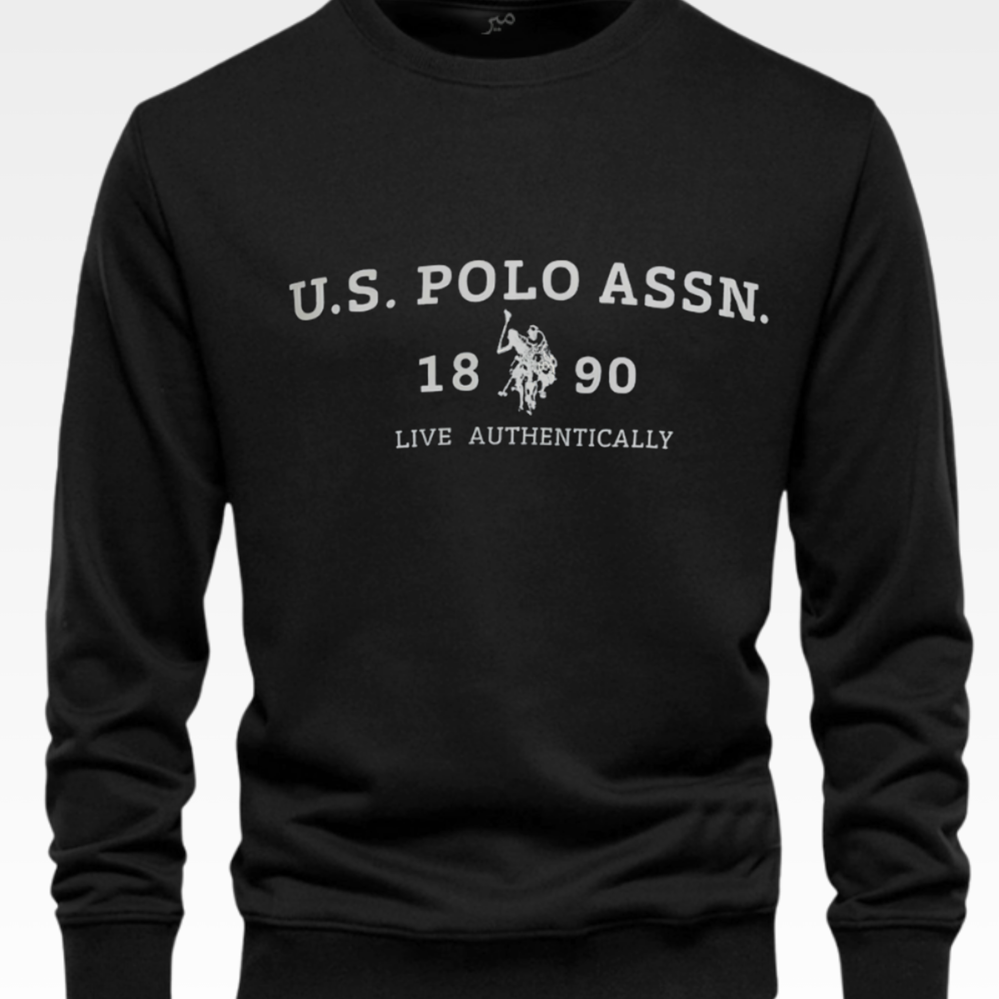 Black Men's Printed Sweatshirt – Warm and Stylish Fleece (3451)