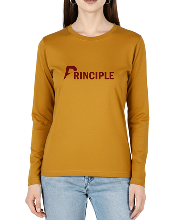 Mustard Printed Full Sleeves Tee – Jersey Fabric, Classic Fit, Everyday Comfort (Code 4335)