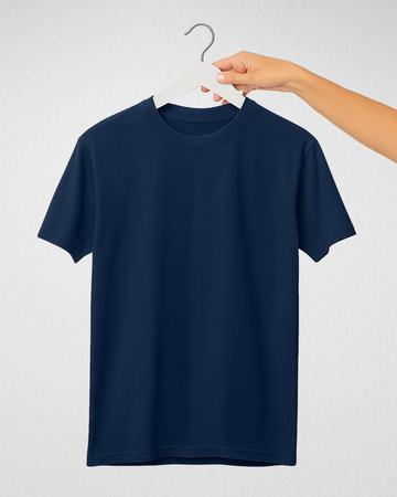 Navy Blue Women’s Basic Tee – Jersey Fabric, Classic Fit, Everyday Comfort (3663)