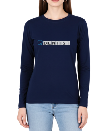 Navy Blue Printed Full Sleeves Tee – Jersey Fabric, Classic Fit, Everyday Comfort (Code 4346)